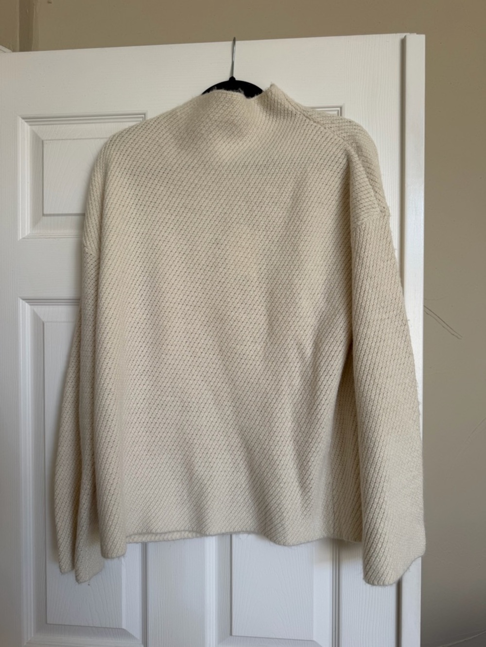 Darling Cream Ribbed Funnel-Neck Sweater